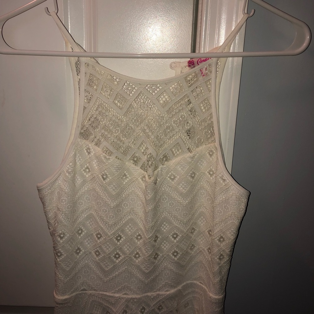 White Halter Midi Lace Dress